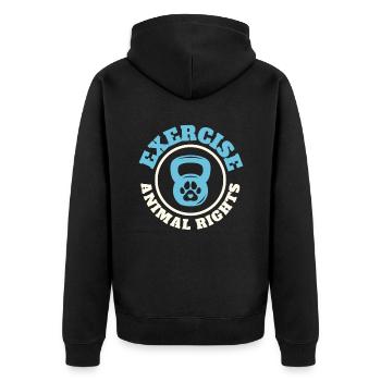 Workout Fitness Hund - Unisex Premium Bio Zip Hoodie - Schwarz - Hinten - Nico (187cm)