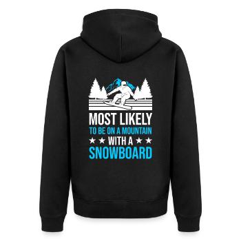 Snowboard Skifahren Snowboarder - Unisex Premium Bio Zip Hoodie - Schwarz - Hinten - Nico (187cm)