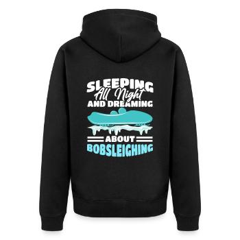 Bob Schlitten - Unisex Premium Bio Zip Hoodie - Schwarz - Hinten - Nico (187cm)