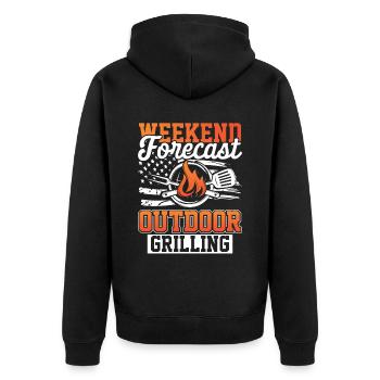 Grill Outdoor Grilling Barbeque BBQ Grillmeister - Unisex Premium Organic Zip Hoodie - black - Back - Nico (187cm)