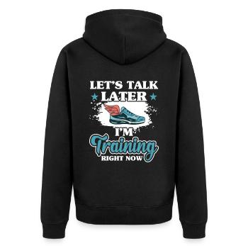 Marathon Schlacht Turnier Marathoner - Unisex Premium Bio Zip Hoodie - Schwarz - Hinten - Nico (187cm)