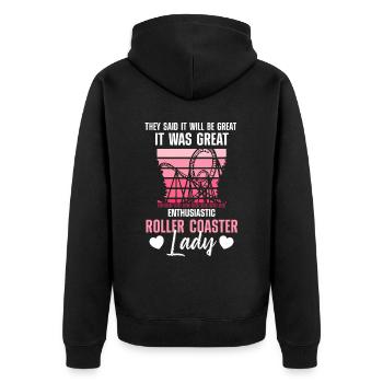 Achterbahnfahrer - Unisex Premium Bio Zip Hoodie - Schwarz - Hinten - Nico (187cm)