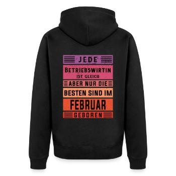 BWL Geburtstag Februar geboren Betriebswirtin - Unisex Premium Bio Zip Hoodie - Schwarz - Hinten - Nico (187cm)