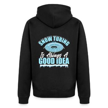 Winter Snow Tubing - Unisex Premium Organic Zip Hoodie - black - Back - Nico (187cm)