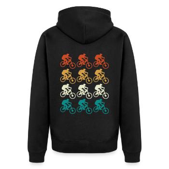 Vintage and Retro BMX for Men - Unisex Premium Bio Zip Hoodie - Schwarz - Hinten - Nico (187cm)