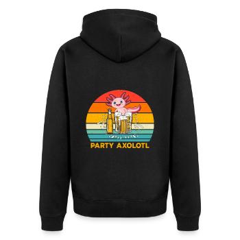 Axolotls Ist Mein Geisttier Mit Party-axolotl - Unisex Premium Bio Zip Hoodie - Schwarz - Hinten - Nico (187cm)