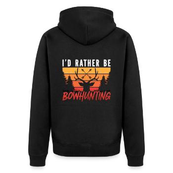 Bowhunting I'd Rather Be Archer Shooting Bowhunter - Unisex Premium Organic Zip Hoodie - black - Back - Nico (187cm)