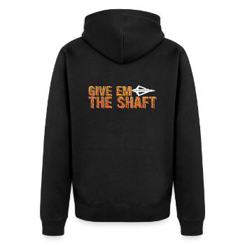 Bowhunting Give Them A Shaft Arrow Sport Bowhunter - Unisex Premium Organic Zip Hoodie - black - Back - Nico (187cm)