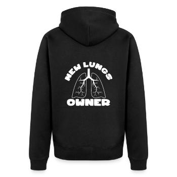 New Lungs Owner Lungenkrebs Krebs - Unisex Premium Bio Zip Hoodie - Schwarz - Hinten - Nico (187cm)