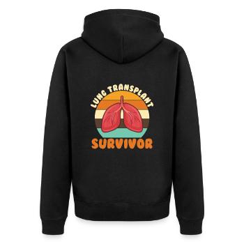 Lung Transplant Survivor Lung Cancer - Unisex Premium Organic Zip Hoodie - black - Back - Nico (187cm)