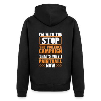 Paintball I'm With Stop Violence Now Airgun Player - Unisex Premium Organic Zip Hoodie - black - Back - Nico (187cm)