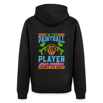 Paintball I'm The Paintball Player Splatter Player - Unisex Premium Organic Zip Hoodie - black - Back - Nico (187cm)