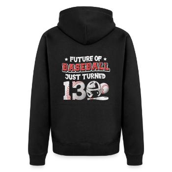 L’avenir du baseball vient d’avoir 13 ans | 13e anniversaire - Veste à capuche bio Premium Unisexe - noir - Dos - Nico (187cm)