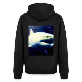 Grand Requin Blanc Vincent Van Gogh Style - Veste à capuche bio Premium Unisexe - noir - Dos - Nico (187cm)