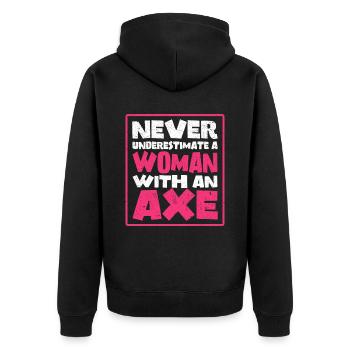 Axt Werfer Axt Werfen Mutter Mama Axt Geschenk - Unisex Premium Bio Zip Hoodie - Schwarz - Hinten - Nico (187cm)