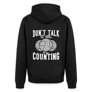 Tricot à l’aiguille de fil de fil de crochet froissé - Veste à capuche bio Premium Unisexe - noir - Dos - Nico (187cm)