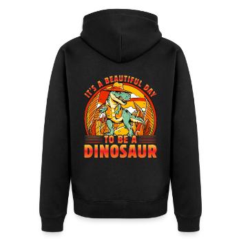 C’est une belle journée pour être un dinosaure - Veste à capuche bio Premium Unisexe - noir - Dos - Nico (187cm)