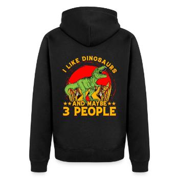 I like Dinosaurs and maybe 3 People - Unisex Premium Organic Zip Hoodie - black - Back - Nico (187cm)