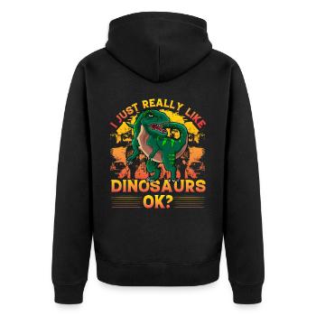J’aime vraiment les dinosaures ok? - Veste à capuche bio Premium Unisexe - noir - Dos - Nico (187cm)