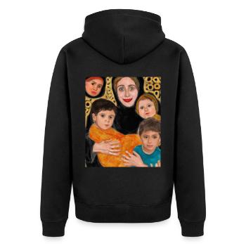 Gustav Klimt Style Portrait of a Mom with Four - Unisex Premium Organic Zip Hoodie - black - Back - Nico (187cm)