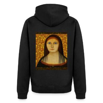 Gustav Klimt Style Portrait of a Woman - Unisex Premium Organic Zip Hoodie - black - Back - Nico (187cm)