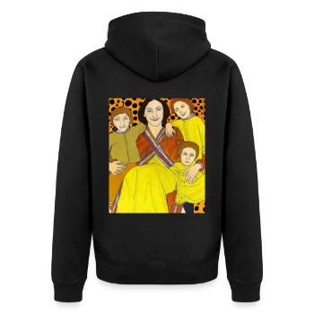 Gustav Klimt Style Portrait Einer Mama Mit Drei - Unisex Premium Bio Zip Hoodie - Schwarz - Hinten - Nico (187cm)