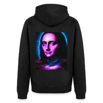 Vaporwave Aesthetic Portrait Einer Frau - Unisex Premium Bio Zip Hoodie - Schwarz - Hinten - Nico (187cm)