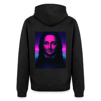 Vaporwave Aesthetic Portrait Einer Frau - Unisex Premium Bio Zip Hoodie - Schwarz - Hinten - Nico (187cm)