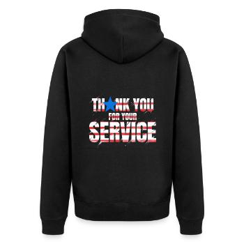 Thank You For Your Service 4th Of July Veterans - Unisex Premium Organic Zip Hoodie - black - Back - Nico (187cm)