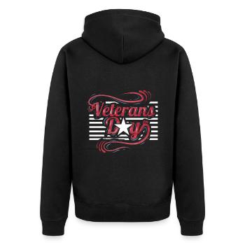 Logo For Veterans Day - Unisex Premium Organic Zip Hoodie - black - Back - Nico (187cm)