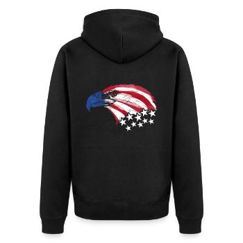 Bald Eagle US Flag Colors Patriotic 4th Of July - Unisex Premium Bio Zip Hoodie - Schwarz - Hinten - Nico (187cm)