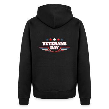Logo For Veterans Day - Unisex Premium Organic Zip Hoodie - black - Back - Nico (187cm)