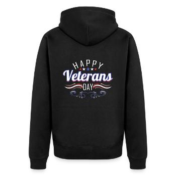 Patriotic Logo For Veterans Day - Unisex Premium Bio Zip Hoodie - Schwarz - Hinten - Nico (187cm)