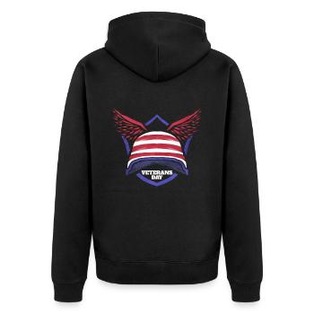 Patriotic Helmet And Wings On Veterans Day - Unisex Premium Bio Zip Hoodie - Schwarz - Hinten - Nico (187cm)