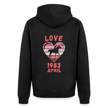Love Pferde Reiten Geburtstag April 1983 - Unisex Premium Bio Zip Hoodie - Schwarz - Hinten - Nico (187cm)