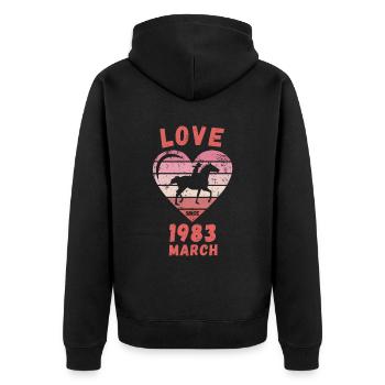 Love Pferde Reiten Geburtstag März 1983 - Unisex Premium Bio Zip Hoodie - Schwarz - Hinten - Nico (187cm)