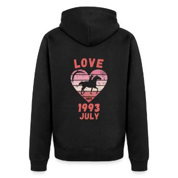 Love Horse Riding Birthday Juillet 1993 - Veste à capuche bio Premium Unisexe - noir - Dos - Nico (187cm)
