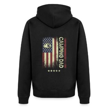 Drapeau américain des États-Unis - Camping Papa - Veste à capuche bio Premium Unisexe - noir - Dos - Nico (187cm)