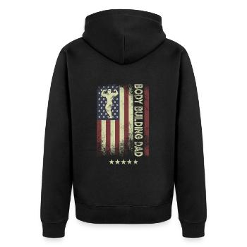 Drapeau américain - Bodybuilding Dad - Veste à capuche bio Premium Unisexe - noir - Dos - Nico (187cm)