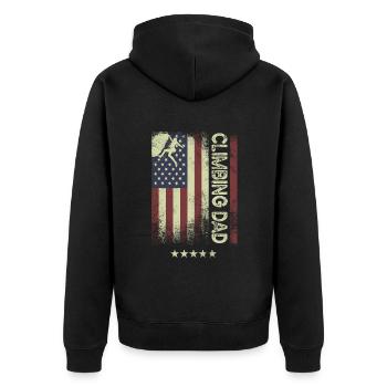 Drapeau américain des États-Unis - Père grimpeur - Veste à capuche bio Premium Unisexe - noir - Dos - Nico (187cm)