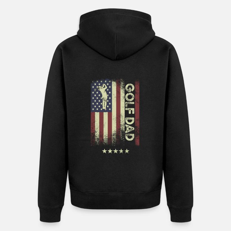 Drapeau des États-Unis - Golf Dad - Veste à capuche bio Premium Unisexe - noir