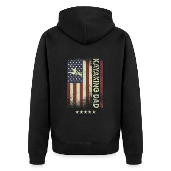 USA American Flag - Kayak Dad - Unisex Premium Organic Zip Hoodie - black - Back - Nico (187cm)