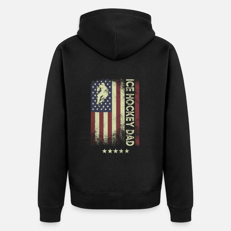 Drapeau américain - Hockey Dad - Veste à capuche bio Premium Unisexe - noir