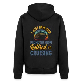 Cruise Ship Vacation Retired - Unisex Premium Bio Zip Hoodie - Schwarz - Hinten - Nico (187cm)