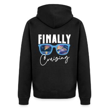 Cruise Ship Vacation Finally - Unisex Premium Bio Zip Hoodie - Schwarz - Hinten - Nico (187cm)