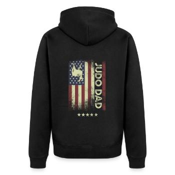 American Flag - Judo-Dad - Unisex Premium Organic Zip Hoodie - black - Back - Nico (187cm)