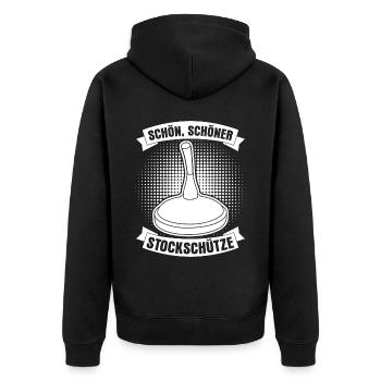 Stockschießen Eisstock Witz Stockschütze - Unisex Premium Bio Zip Hoodie - Schwarz - Hinten - Nico (187cm)