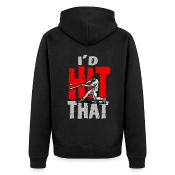 Baseball Quote I'd Hit That Baseball - Unisex Premium Organic Zip Hoodie - black - Back - Nico (187cm)