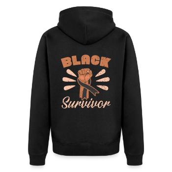 Black Survivor Skin Cancer Awareness - Unisex Premium Organic Zip Hoodie - black - Back - Nico (187cm)