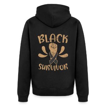 Black Survivor Skin Cancer Awareness - Unisex Premium Organic Zip Hoodie - black - Back - Nico (187cm)